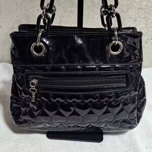 LULU GUINNESS Black Patent Leather Shoulder Bag